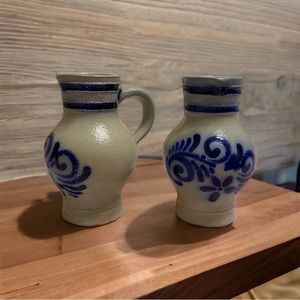 Vintage Salt-glazed .25 L Wine Pitchers Set of 2